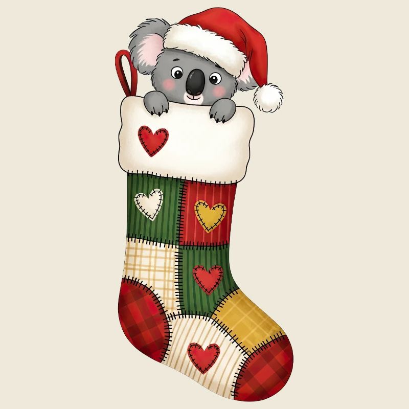 Mignon dessin animé koala ours en chaussette de Noël