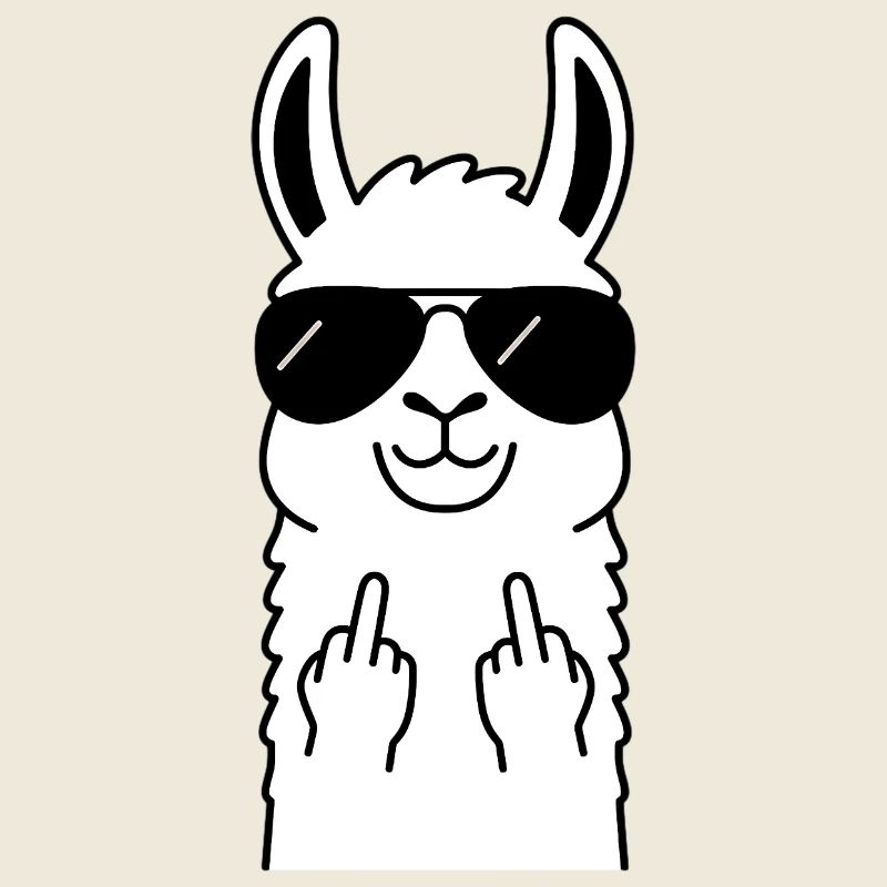 Lama avec des lunettes de soleil – doigt d’honneur espiègle