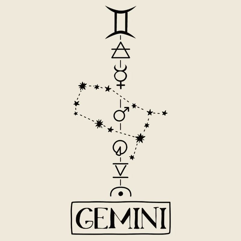 Gemini - Zwilling Sternzeichen - schwarz