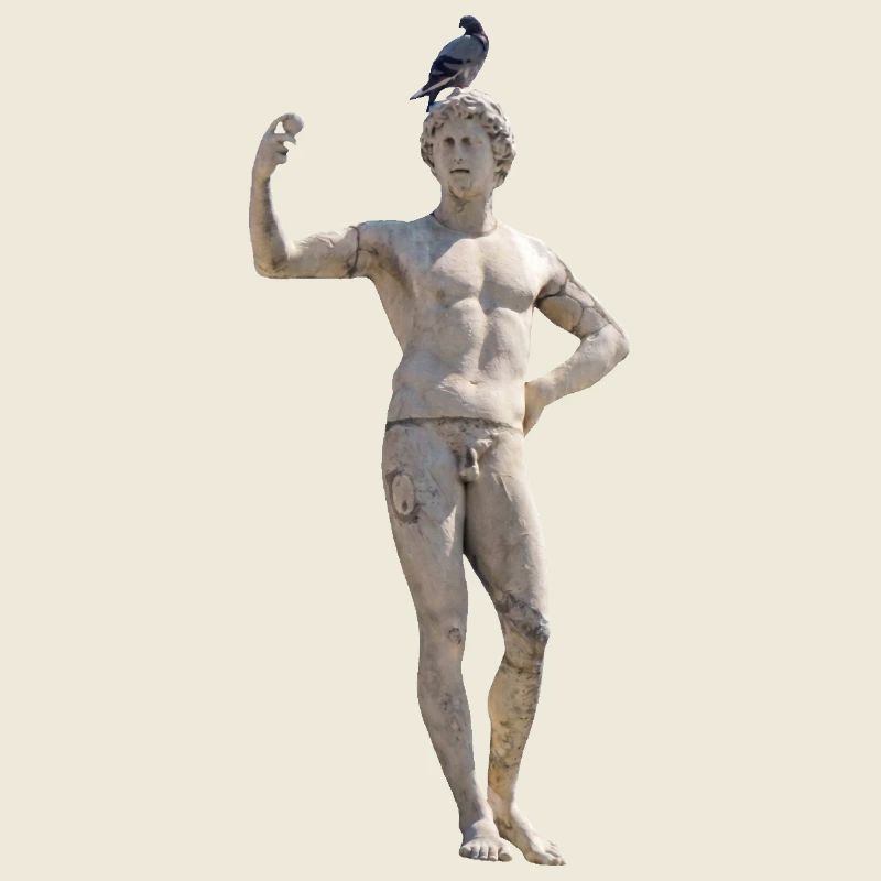 Roman statue with dove on its head
