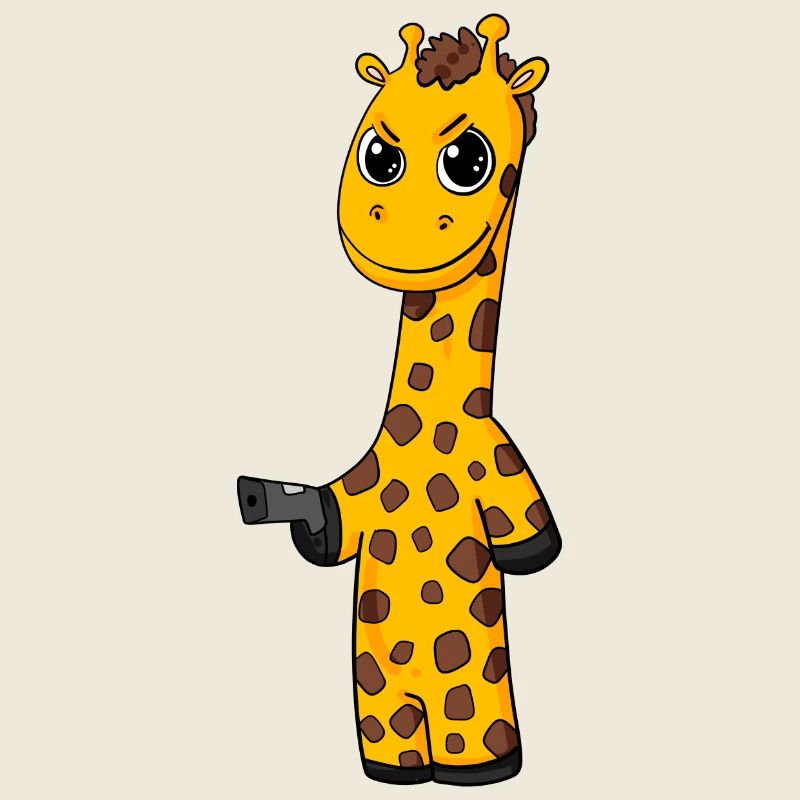 Giraffe mit Pistole