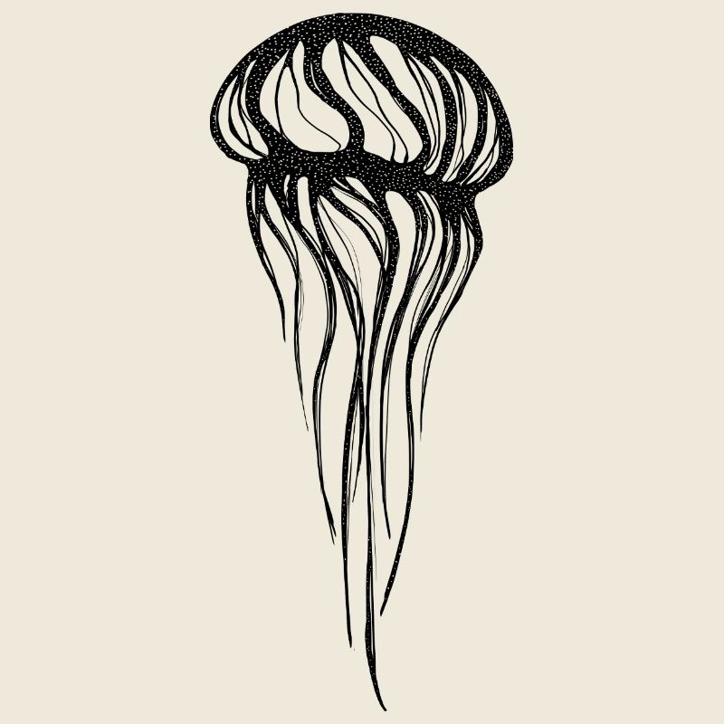Méduse minimaliste – Ligne noire et blanche