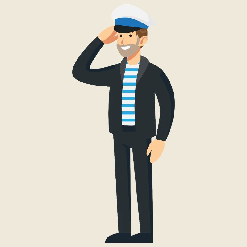 Nautic Design Maritime Striped Saluting Captain