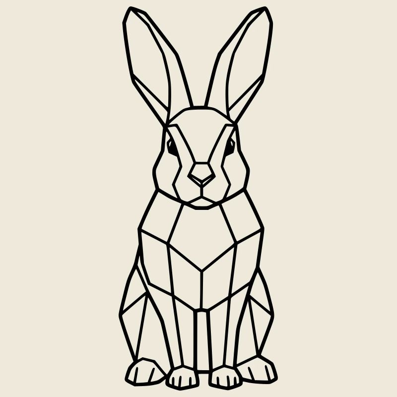 Geometrischer Hase Low Poly Outline