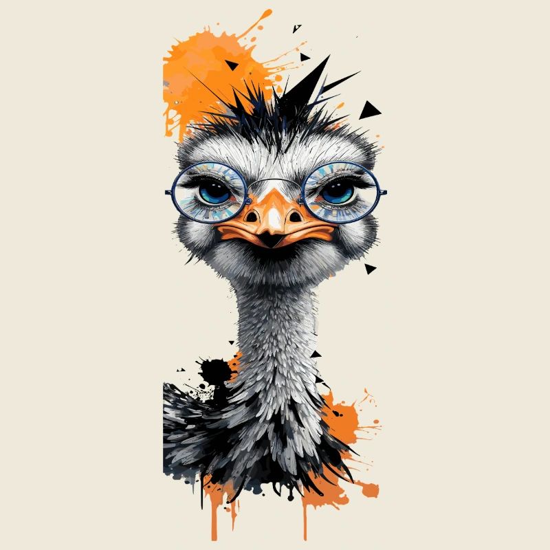 Funny Bouquet With Glasses Colorful Comic Bird With