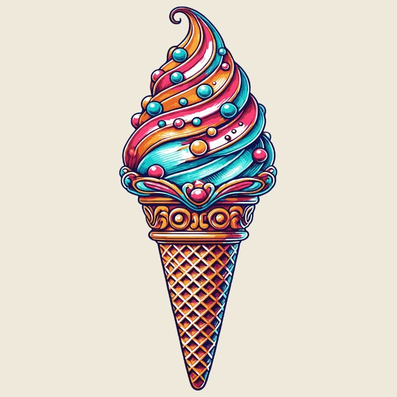 farbenfrohe Eiskreation in lebendigen Farben