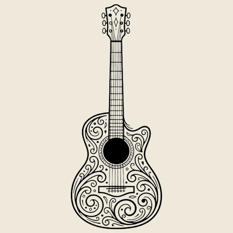 Ornament Guitar Pattern Illustration