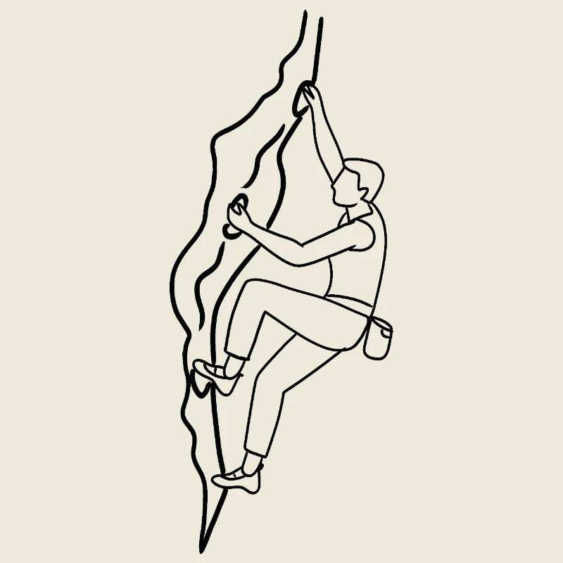 Man on climbing wall