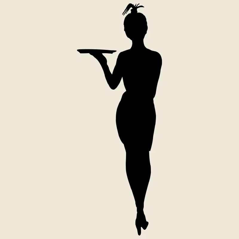 Challenging waitress with tray shadow figure