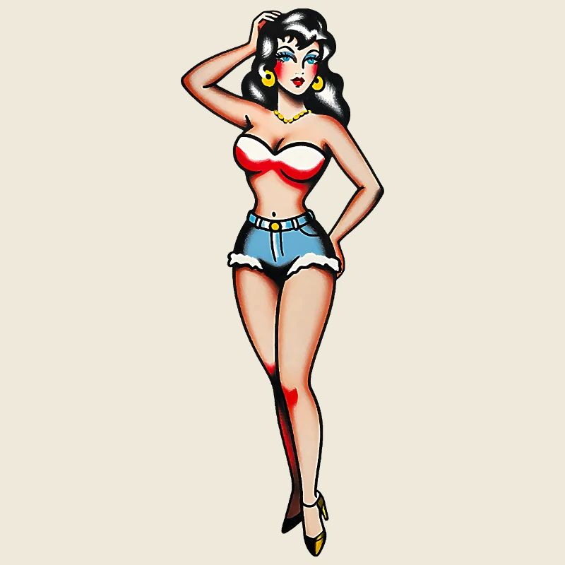 Fille Pin-Up Classique au tatouage