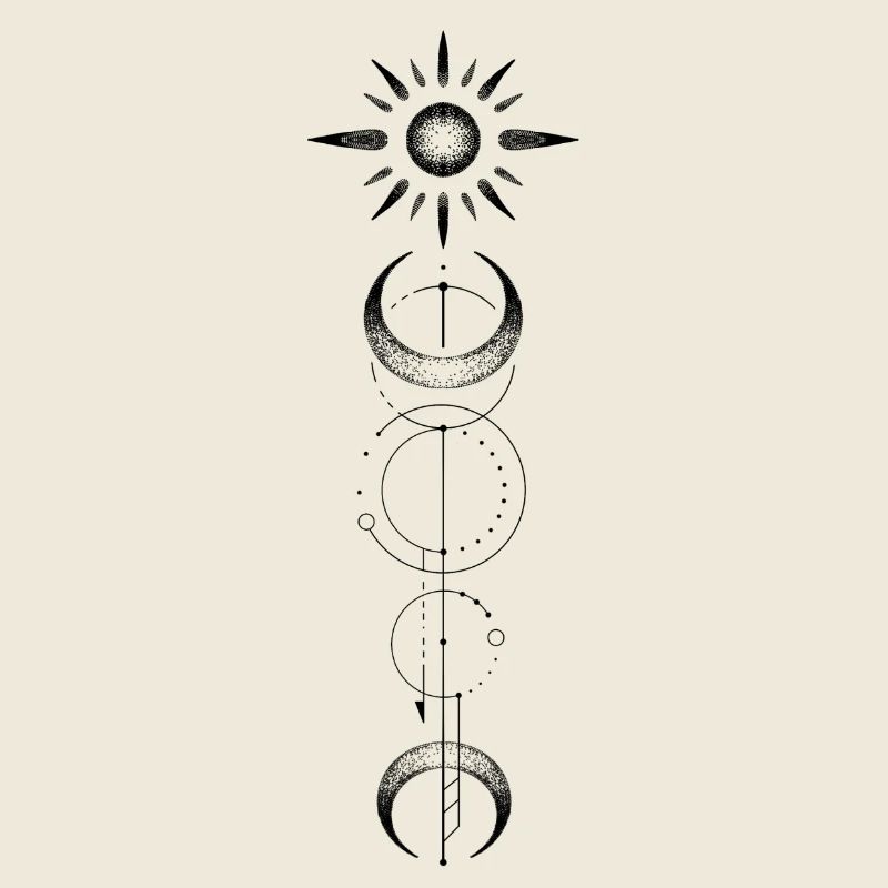 Geometric pattern moon sun
