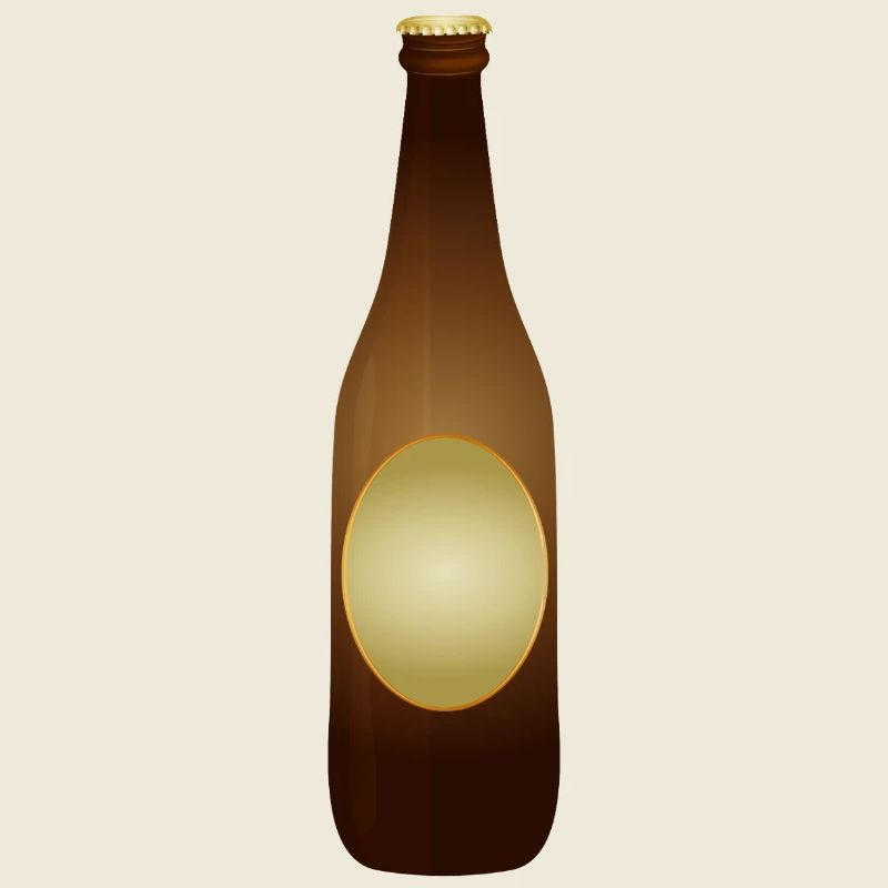 Bouteille de bière brune avec étiquette et bouchon couronne