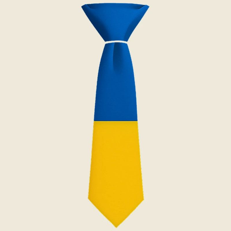 Cravate en blocs de couleur bleu et jaune