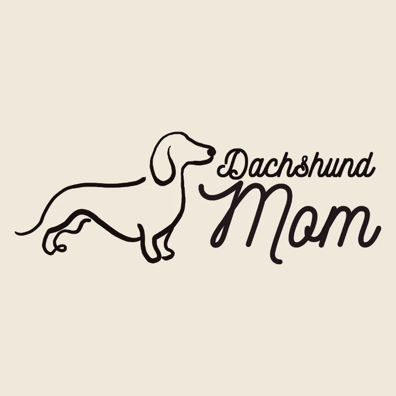 Dachshund Mom Script Logo Lineart Dackel