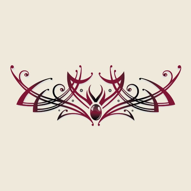 Tribal with gemstone, red and black