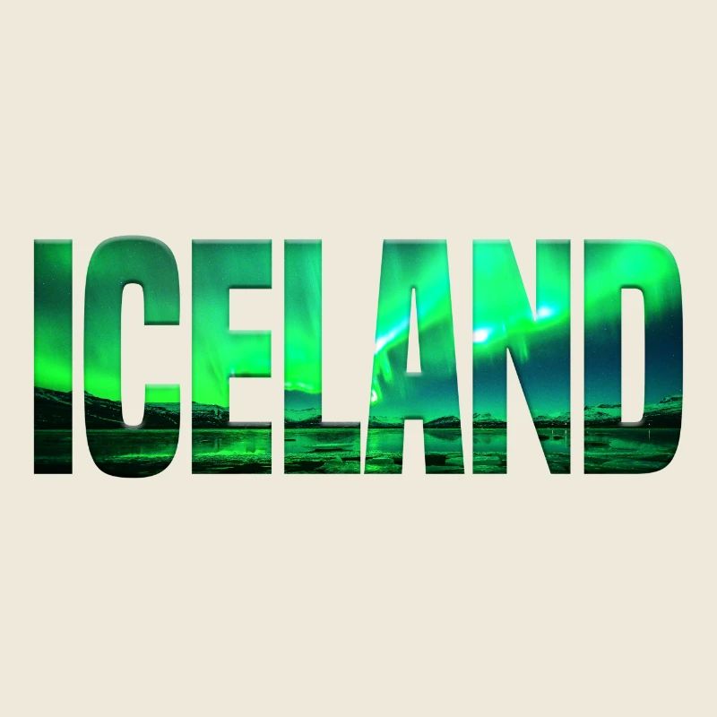 Islande – Aurores boréales Typographie