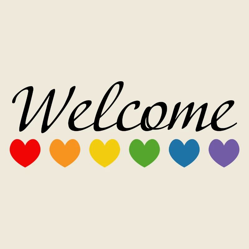 Regenbogenherzchen Welcome schwarz