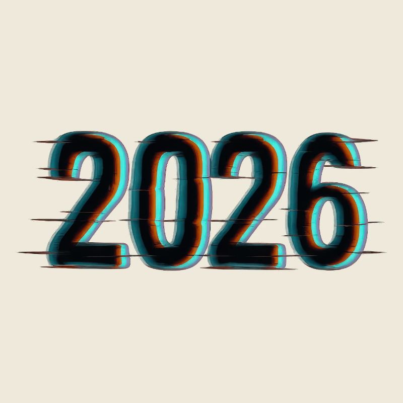 Futuristic Year 2026 Design with Neon Effect