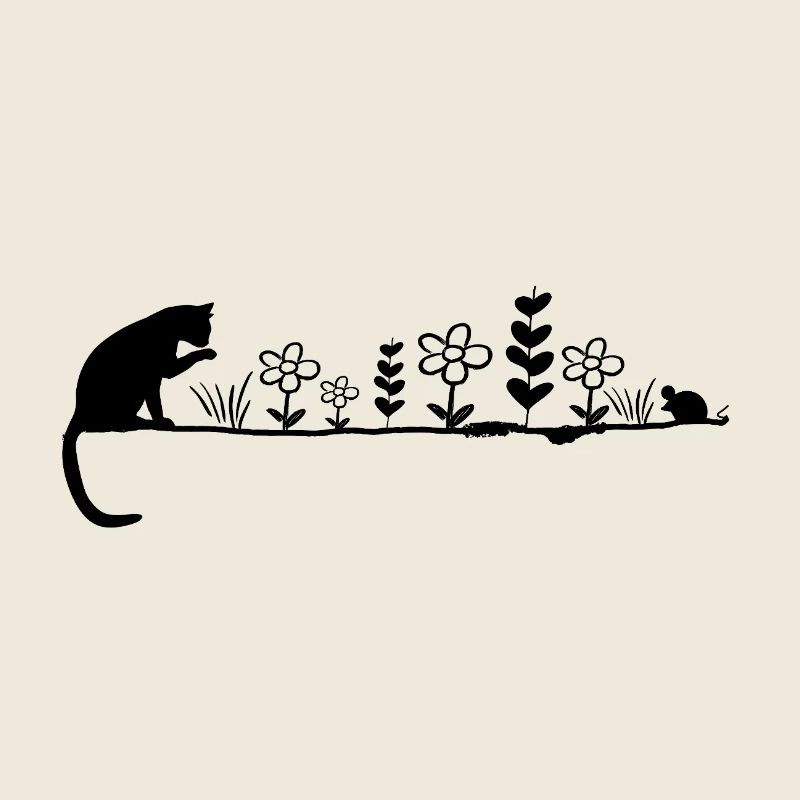 Chat & souris – Design noir minimaliste