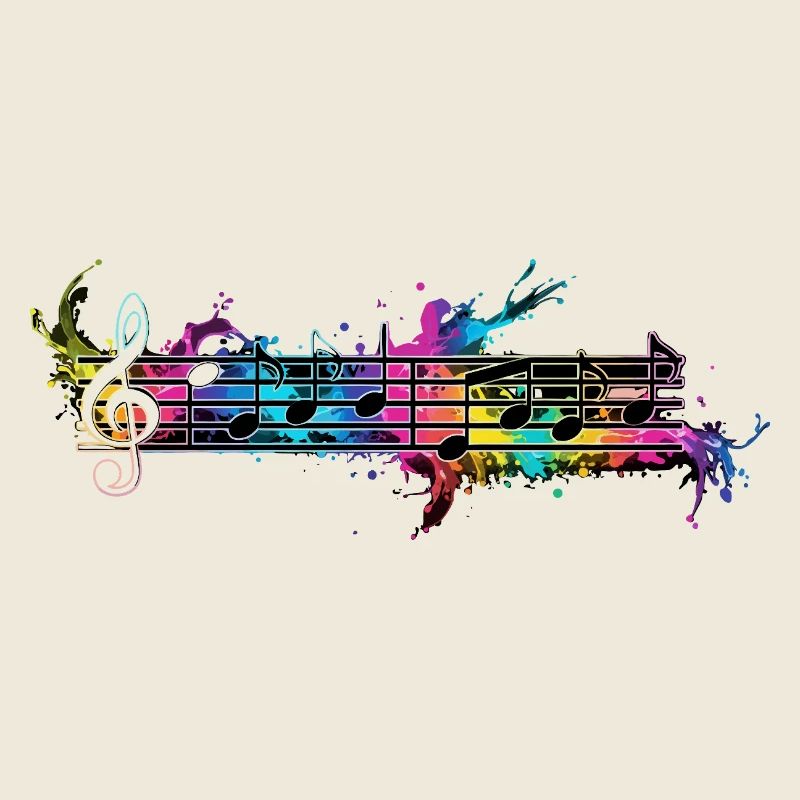 Bunte Noten Musik Aquarell