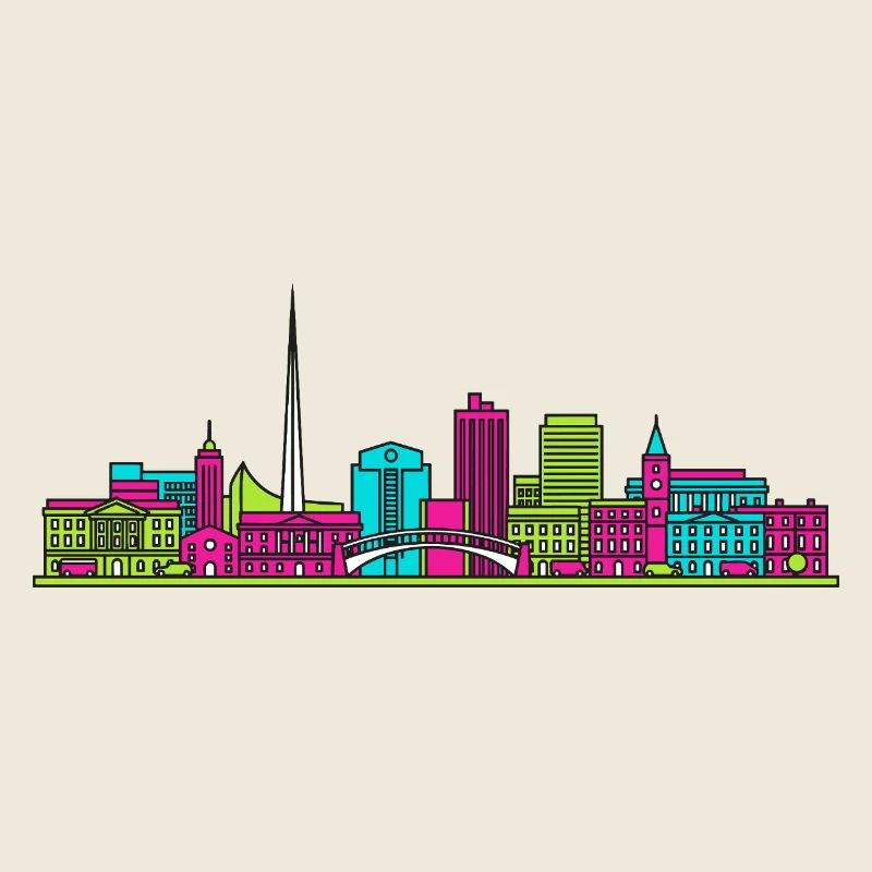 Dublin City Skyline Ha'penny Bridge Line Kunst