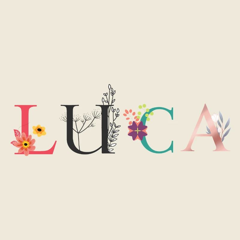 LUCA Namenskunst mit gestickten Blumen