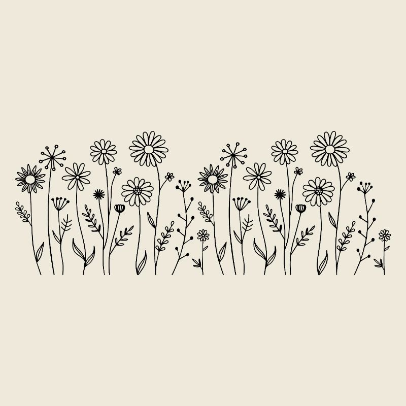 Einfache Wildblume Line Art Illustration
