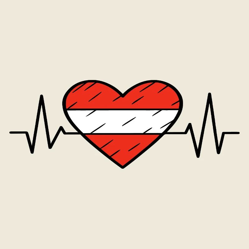 Drapeau de l’Autriche Heartbeat Line Austrian Pride Design