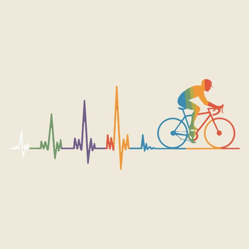 ECG du battement cardiaque du cycliste Cycliste de course coloré
