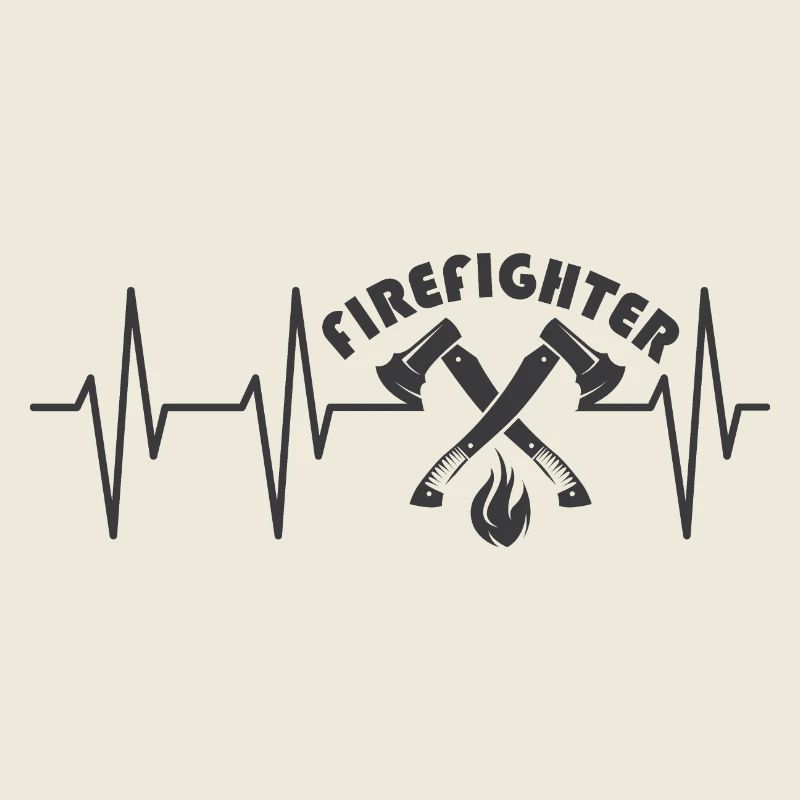 firefighter logo firefighter icon heartbeat icon
