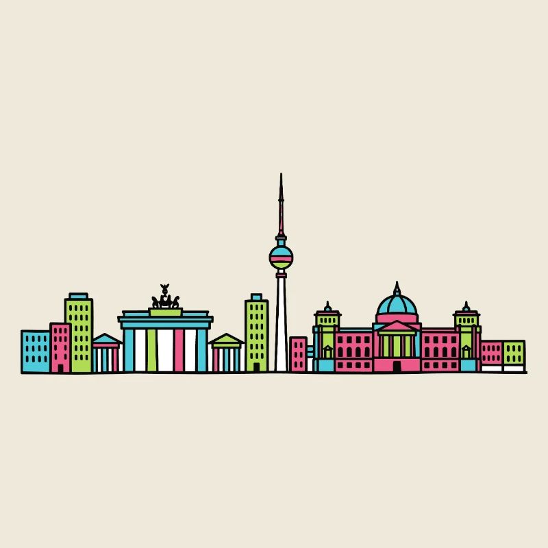 Berlin City Skyline TV Tower Modern Line Art