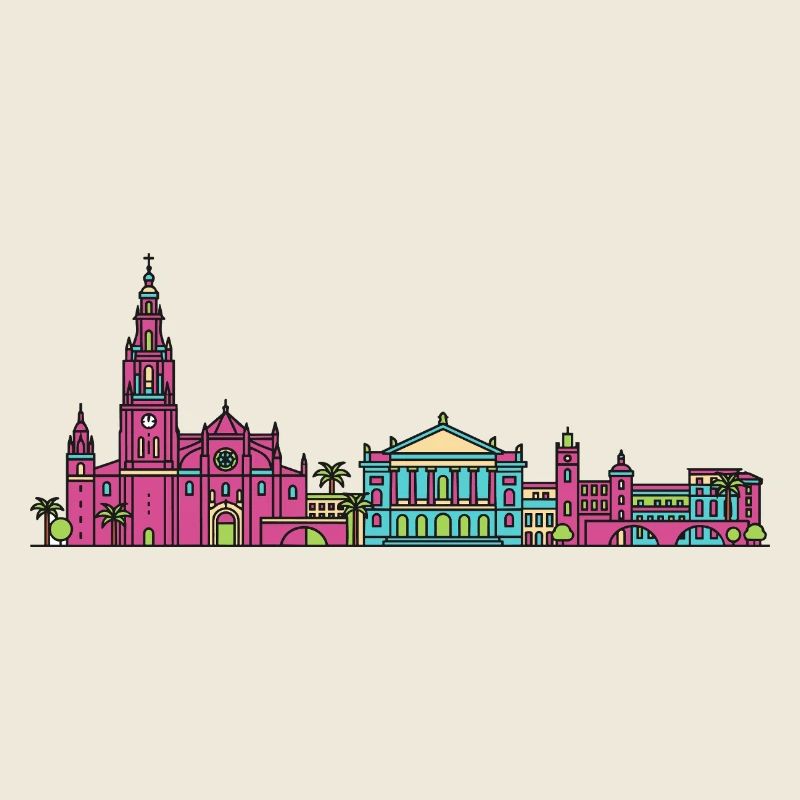 Cathédrale de la cathédrale de la Skyline de Murcia Modern Line Art