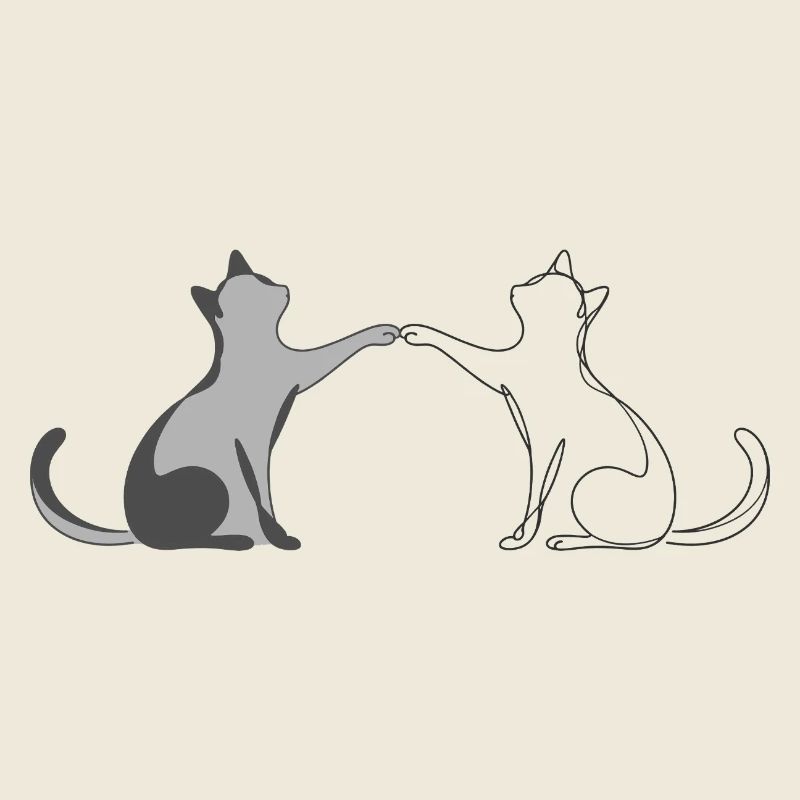 Illustration d’art au trait de Two Cats