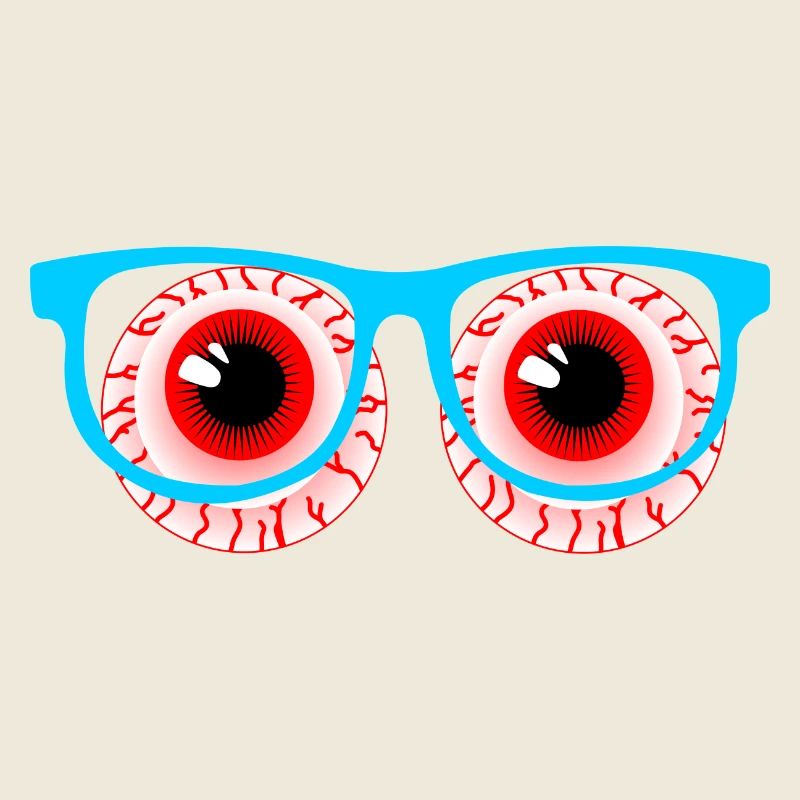 Two red eyeballs with glasses logo optician