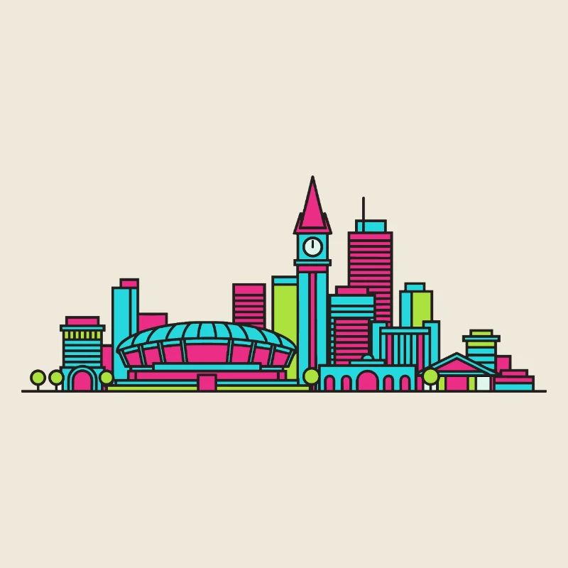 Adelaide City Skyline Kathedrale Moderne Linienkunst