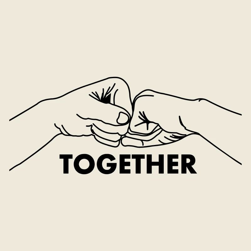 Hand gesture collaboration teamwork with text together