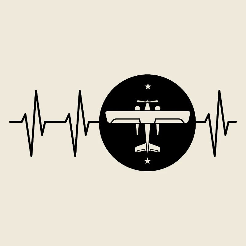 Heartbeat Aviation Emblem Logo Flying Icon Flight