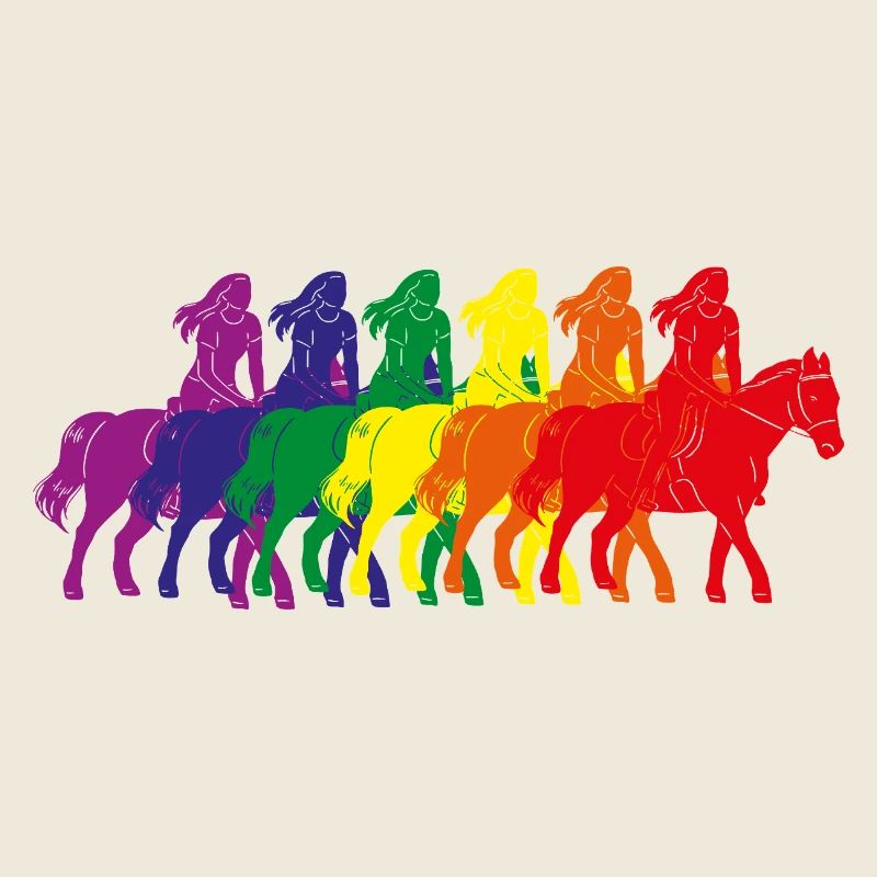 Silhouette de cavalier arc-en-ciel