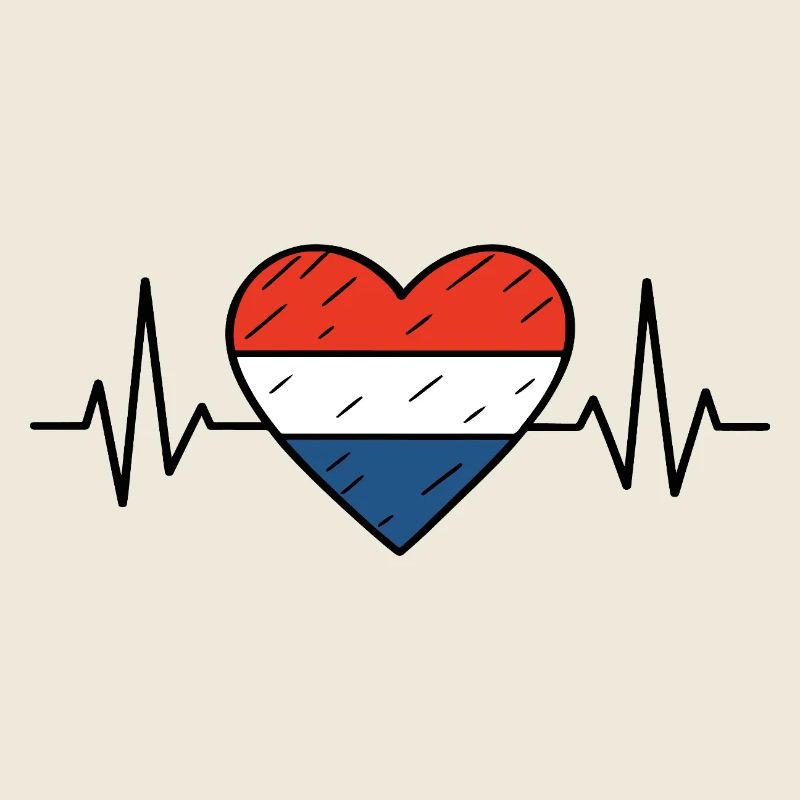 Pays-Bas Heartbeat Line Drapeau Amour Voyage Design