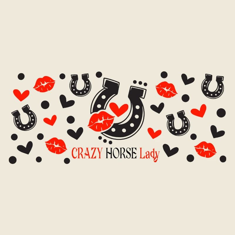 Crazy Horse Lady schwarze und rote Muster