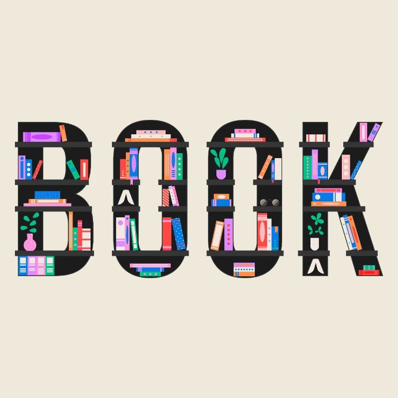 Livre épelé avec étagères, lecture et littérature