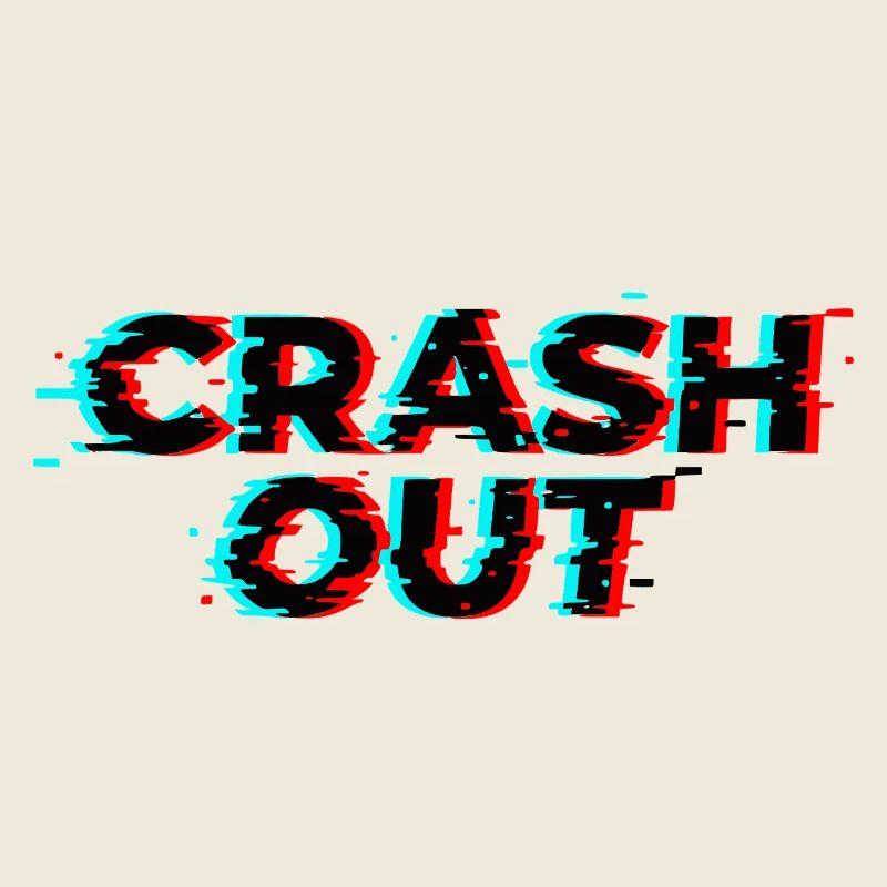 Crash Out – Glitch-Stil Schwarz Rot Cyan