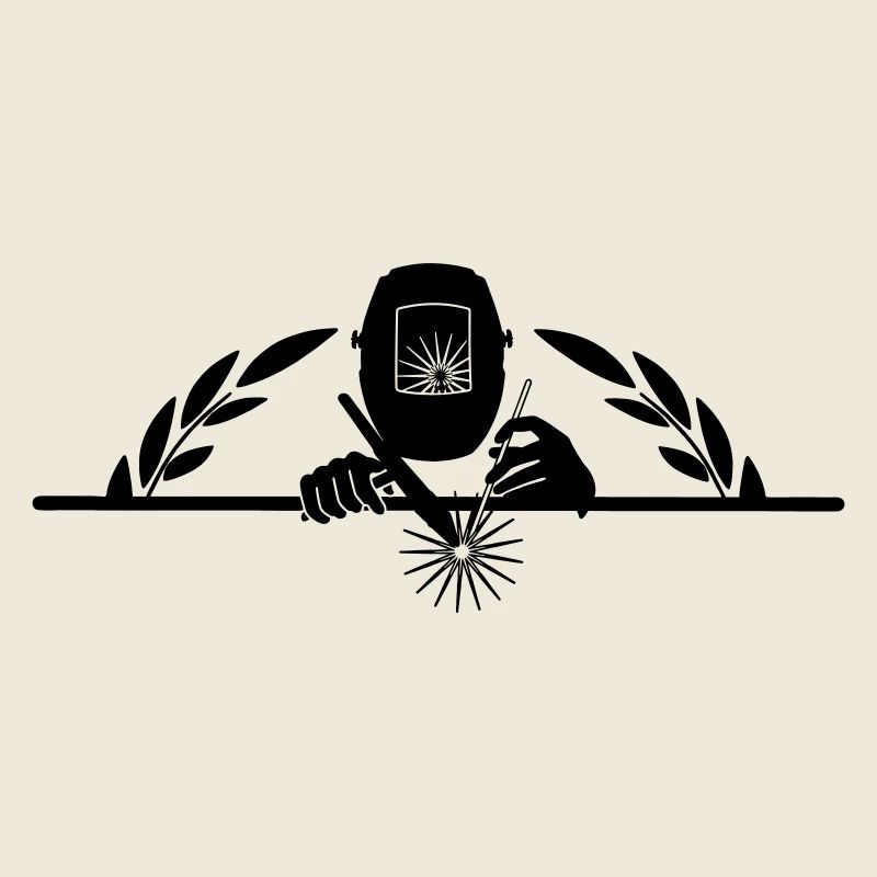Welder logo transparent with half laurel wreath