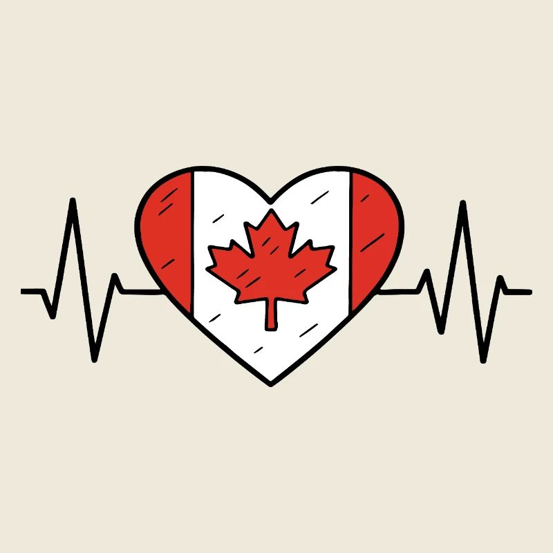 Canada Heartbeat Line Drapeau Amour Voyage Design