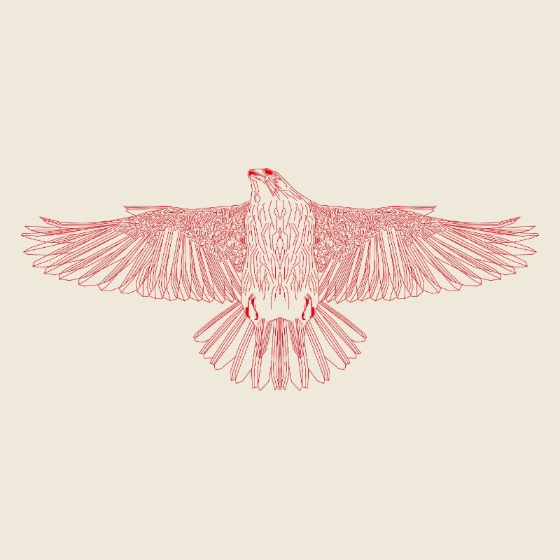 Digital Falcon – Modern Line Art in Rot