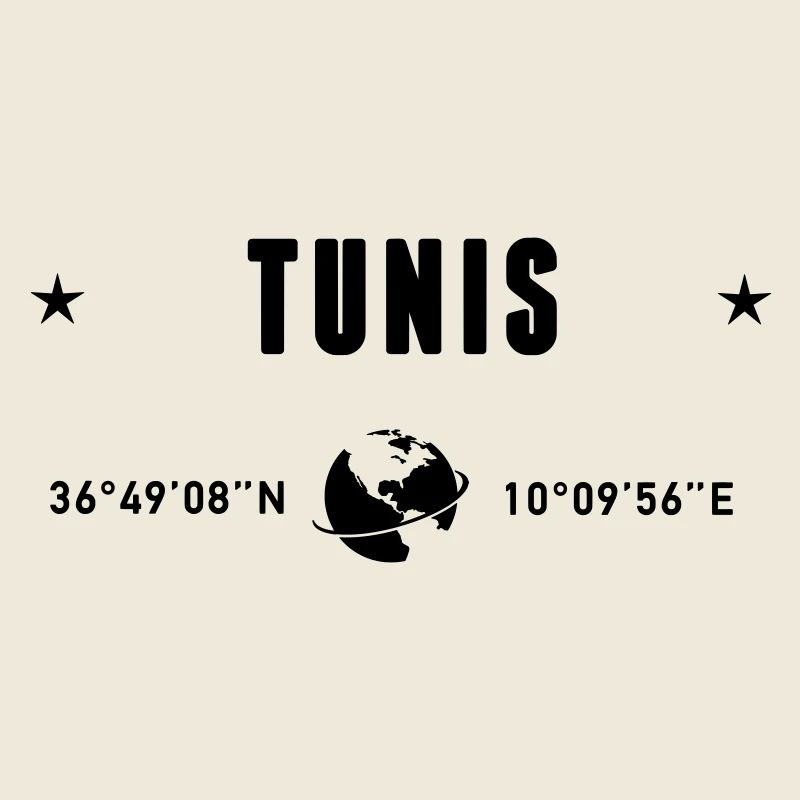 Tunis Tunisie Coordonnées GPS Globe