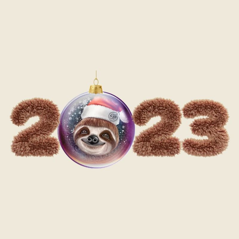2023 boule de Noël paresseux mignon