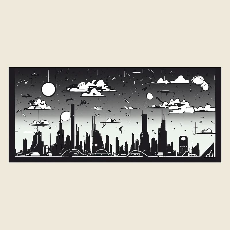 Manga Comic Future City Skyline