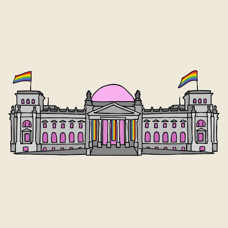 Le Bundestag à Berlin avec des drapeaux arc-en-ciel