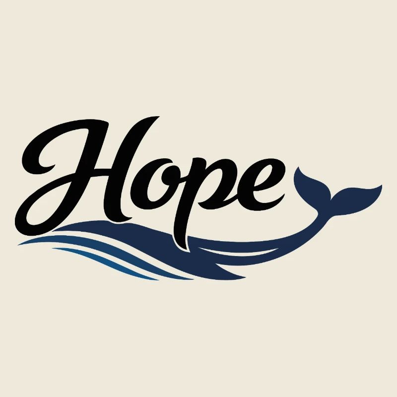 Hope Whale Ocean Wave Logo